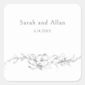 Elegante klassieke Franse rococo floraal Vierkante Sticker (Voorkant)