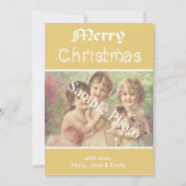 Elegante, klassieke gele Merry Christmas fotokaart Feestdagenkaart (Voorkant)
