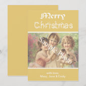 Elegante, klassieke gele Merry Christmas fotokaart Feestdagenkaart (Voorkant / Achterkant)