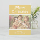 Elegante, klassieke gele Merry Christmas fotokaart Feestdagenkaart (Staand voorkant)