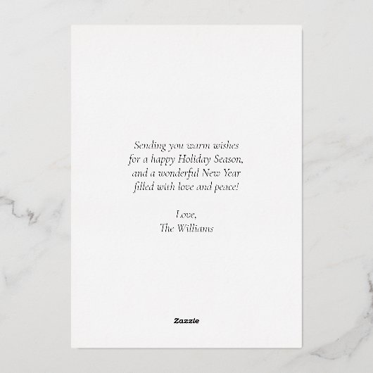 Elegante klassieke gezinsfoto vakantiekaart folie feestdagenkaart (Achterkant)