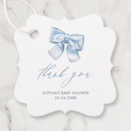 Elegante klassieke Gingham Baby Blauwe Boog Dank u Bedankjes Labels