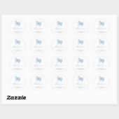 Elegante klassieke Gingham Baby Blauwe Boog Dank u Ronde Sticker (Vel)