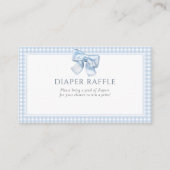 Elegante klassieke Gingham Blue Bow luier Raffle Informatiekaartje (Voorkant)