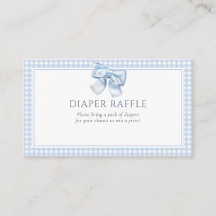 Elegante klassieke Gingham Blue Bow luier Raffle Informatiekaartje