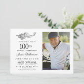 Elegante klassieke Golf 100e verjaardag Party Foto Kaart (Staand voorkant)