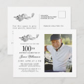 Elegante klassieke Golf 100e verjaardag Party Foto Uitnodiging Briefkaart (Voorkant / Achterkant)
