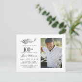 Elegante klassieke Golf 100e verjaardag Party Foto Uitnodiging Briefkaart (Staand voorkant)