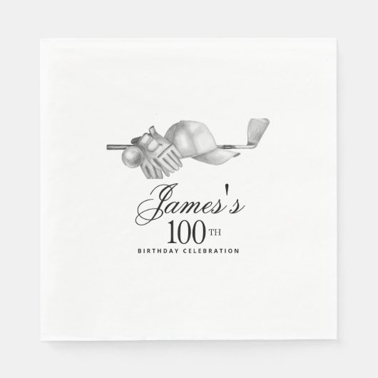 Elegante Klassieke Golf 100ste Verjaardagspartij D Servet (Voorkant)