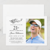 Elegante klassieke golf 21e verjaardagsfeestfoto kaart (Voorkant / Achterkant)