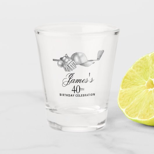 Elegante Klassieke Golf 40e Verjaardagspartij Doua Shot Glas (Voorkant)