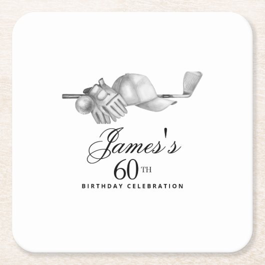 Elegante Klassieke Golf 60ste Verjaardagspartij Do Kartonnen Onderzetters (Voorkant)