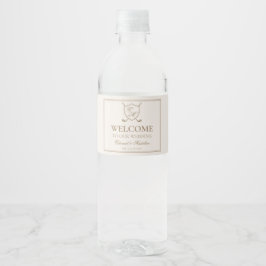 Elegante Klassieke Golf Trouwkaart met Monogram Waterfles Etiket