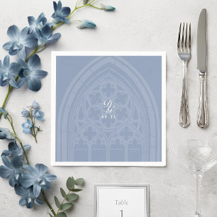 Elegante Klassieke Gotische Blauwe Trouwdetails me Servet