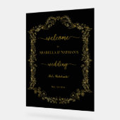 Elegante klassieke gouden bloemenbruiloft welkom acryl bord (Hoek)