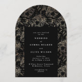 Elegante klassieke gouden botanische trouwboog kaart (Voorkant)