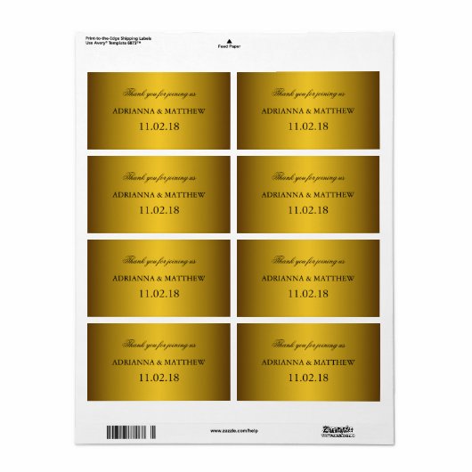 Elegante klassieke gouden bruiloft wijn labels2 etiket (Full Sheet)