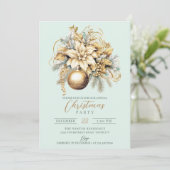 Elegante klassieke gouden groene munt luxe kerst kaart (Staand voorkant)