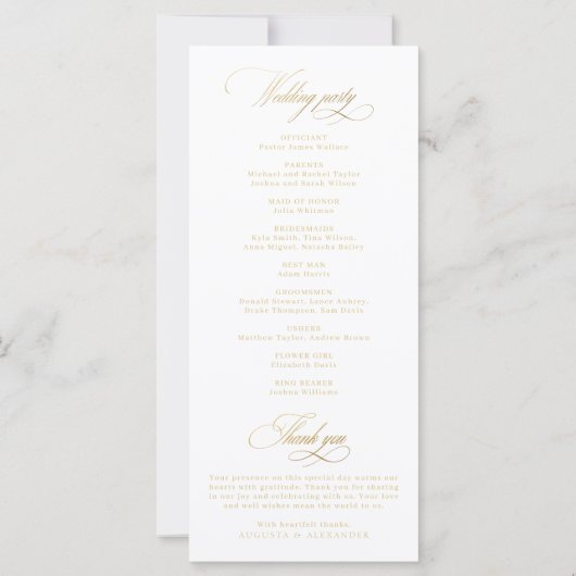 Elegante klassieke gouden imitatie bruiloft progra (Achterkant)