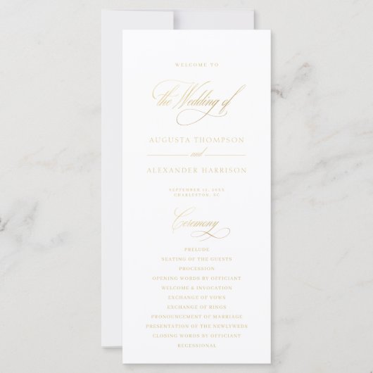 Elegante klassieke gouden imitatie bruiloft progra (Voorkant)