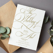 Elegante klassieke gouden kalligrafie script bruil kaart