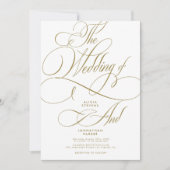 Elegante klassieke gouden kalligrafie script bruil kaart (Voorkant)