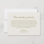 Elegante klassieke gouden kuif monogram bruiloft bedankkaart (Achterkant)