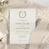 Elegante klassieke gouden kuif monogram bruiloft kaart