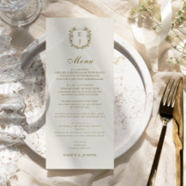 Elegante klassieke gouden kuif monogram bruiloft menu