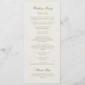 Elegante klassieke gouden kuif monogram bruiloft programmakaart (Achterkant)