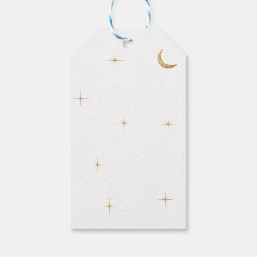 Elegante klassieke gouden maan sterren bruiloft da cadeaulabel (Achterkant)