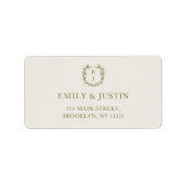 Elegante klassieke gouden monogram bruiloft adres etiket (Voorkant)
