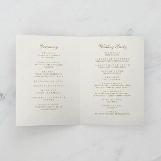 Elegante klassieke gouden monogram bruiloft boekje programma (Binnen)