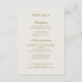 Elegante klassieke gouden monogram bruiloft detail informatiekaartje (Voorkant)