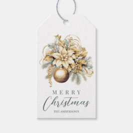 Elegante klassieke gouden munt luxe kerstboeket cadeaulabel