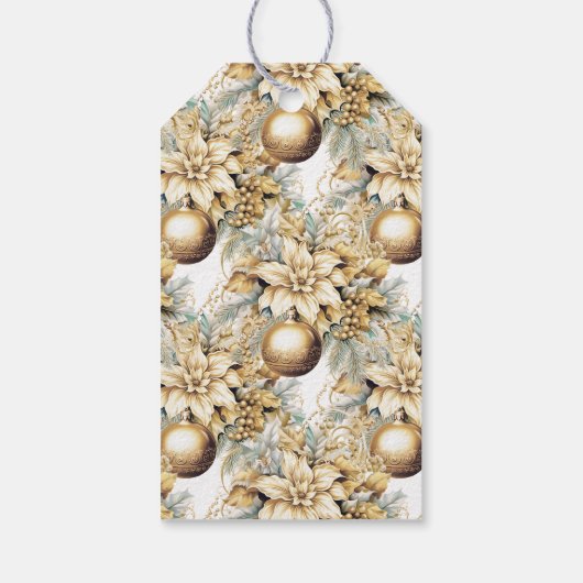 Elegante klassieke gouden munt luxe kerstboeket cadeaulabel (Achterkant)