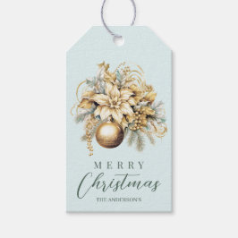 Elegante klassieke gouden munt luxe kerstboeket cadeaulabel