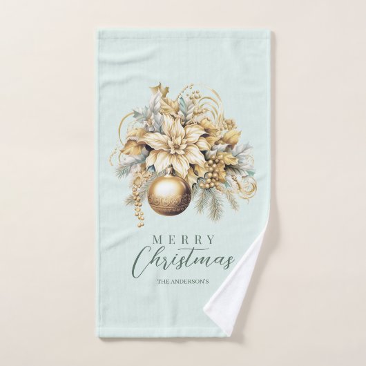 Elegante klassieke gouden munt luxe kerstboeket handdoek (Handdoek)