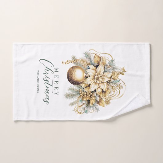 Elegante klassieke gouden munt luxe kerstboeket handdoek (Handdoek)