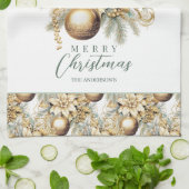 Elegante klassieke gouden munt luxe kerstboeket theedoek (Gevouwen)