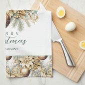 Elegante klassieke gouden munt luxe kerstboeket theedoek (Quarter Fold)