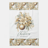 Elegante klassieke gouden munt luxe kerstboeket theedoek (Verticaal)