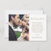 Elegante klassieke gouden script foto overlay brui bedankkaart (Achterkant)