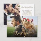 Elegante klassieke gouden script foto overlay brui bedankkaart (Voorkant / Achterkant)