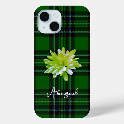 Elegante klassieke Green Black Plaid floral Case-Mate iPhone Case (Achterkant)