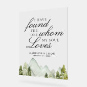 Elegante klassieke groen bos bergen bruiloft acryl bord (Hoek)