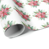Elegante klassieke groen rode poinsetia cadeaupapier (Rol Hoek)