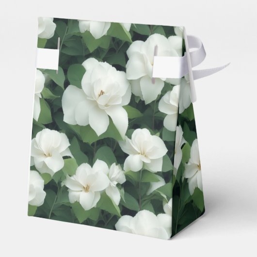 Elegante klassieke groene botanische witte bloemen bedankdoosjes (Achterkant)