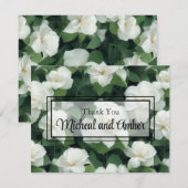 Elegante klassieke groene botanische witte bloemen bedankkaart (Voorkant / Achterkant)
