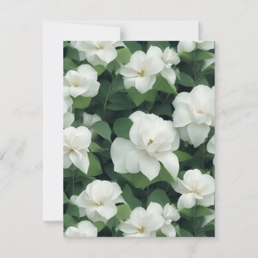 Elegante klassieke groene botanische witte bloemen bedankkaart (Achterkant)